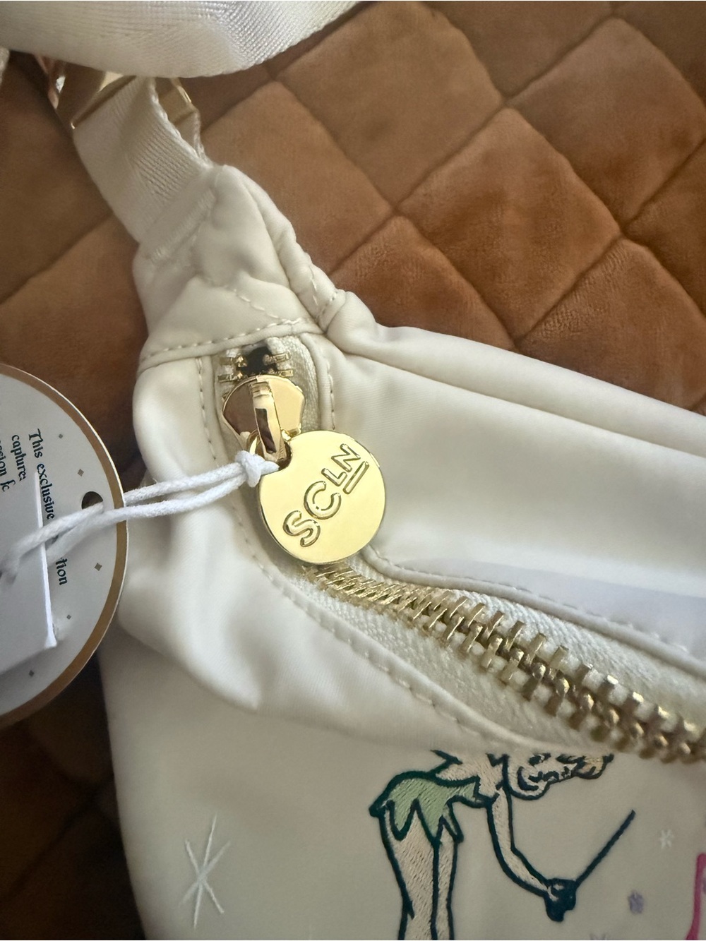 Stoney Clover Lane Cream Crossbody with Pink & Aqua Disneyland 70 Embroidery - Picture 6 of 9